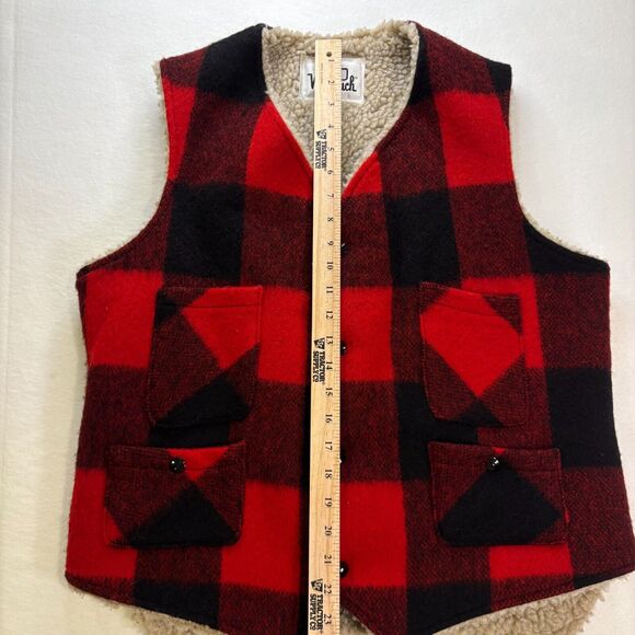 Woolrich Buffalo Check Vest/Size M/Buffalo Check/Sherpa Lined/Outdoors/Unisex - Picture 2 of 9